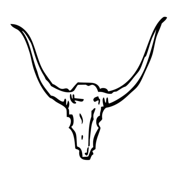 Silhouette Vectorielle Corne Vache Sur Fond Blanc — Image vectorielle