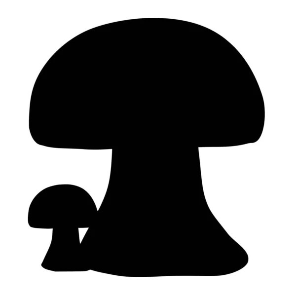 Vector Silhouette Mushroom White Background — Stock Vector