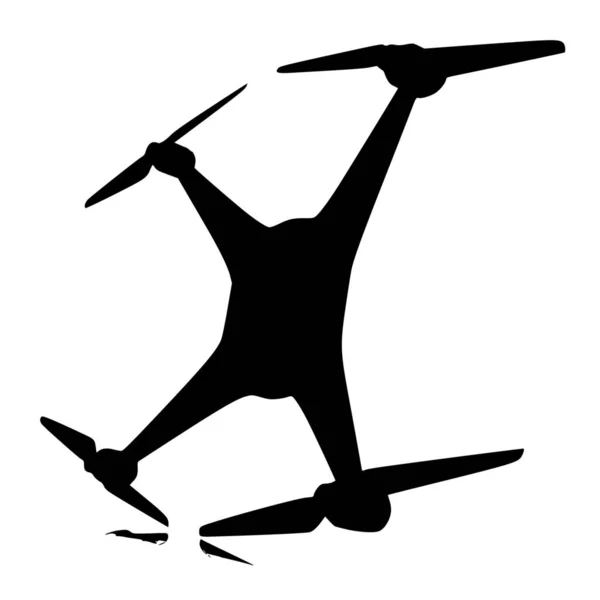 Silhouette Vettoriale Del Drone Sfondo Bianco — Vettoriale Stock