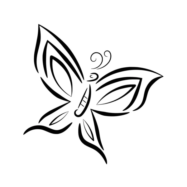 白地に蝶のベクトル シルエット — ストックベクタ