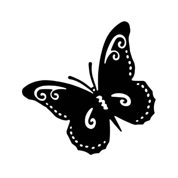 Vector Silhouette Butterfly White Background — Stock Vector