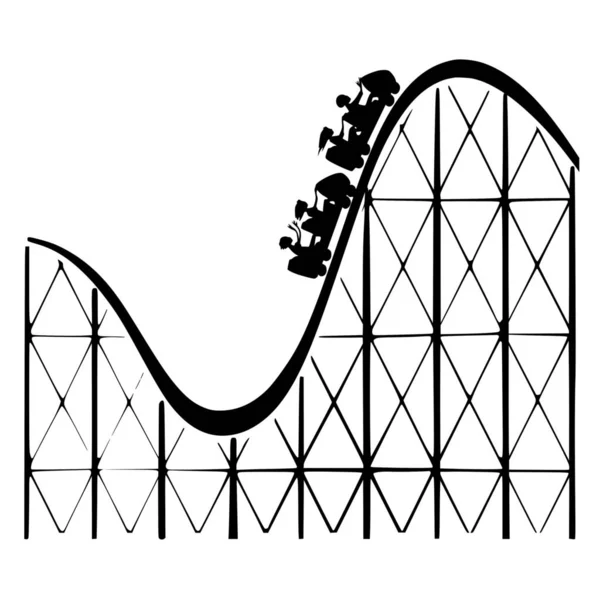 Vector Silhouette Roller Coaster White Background — Stock Vector