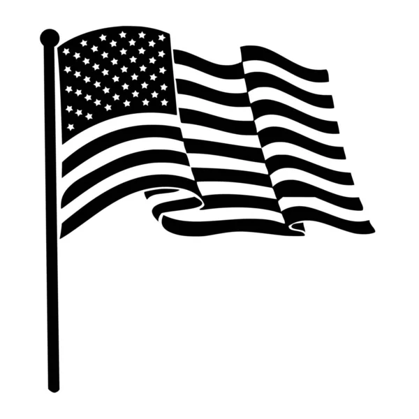 Silhouette Vettoriale Della Bandiera Usa Sfondo Bianco — Vettoriale Stock