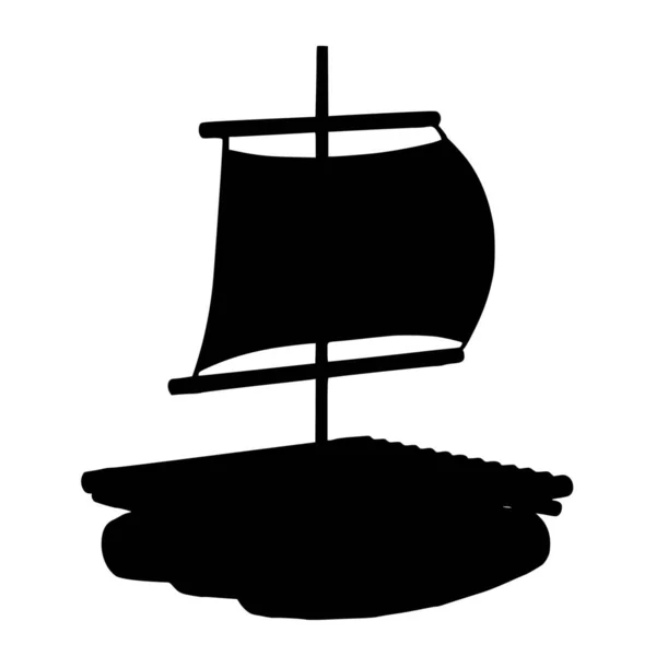 Vektorsilhouette Eines Holzbootes Auf Weißem Hintergrund — Stockvektor