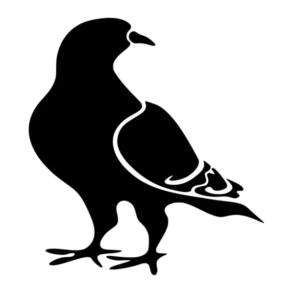 Vektor Silhouette Des Taubenvogels Auf Weißem Hintergrund — Stockvektor