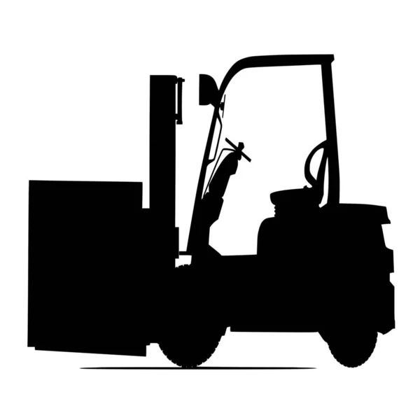 Vector Silhouette Forklift White Background — Stock Vector