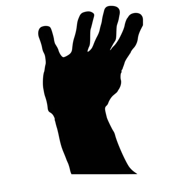Vektor Silhouette Der Hand Auf Weißem Hintergrund — Stockvektor