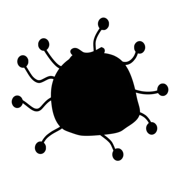 Vektorsilhouette Des Bakterienvirus Auf Weißem Hintergrund — Stockvektor