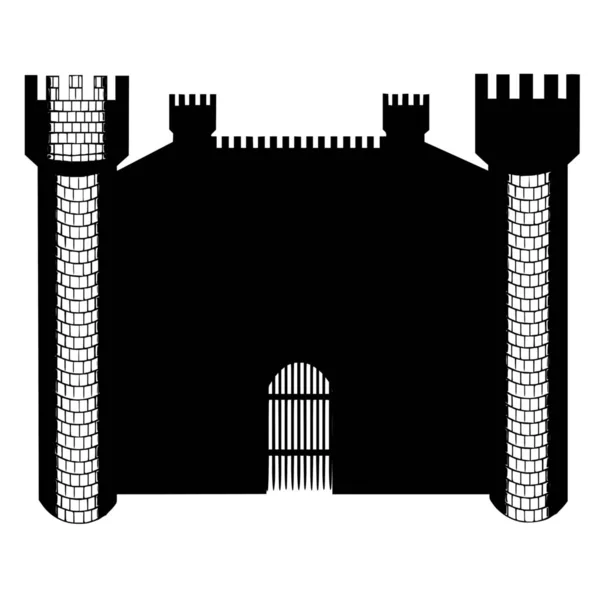 Sílhueta Vetorial Portão Castelo Sobre Fundo Branco — Vetor de Stock