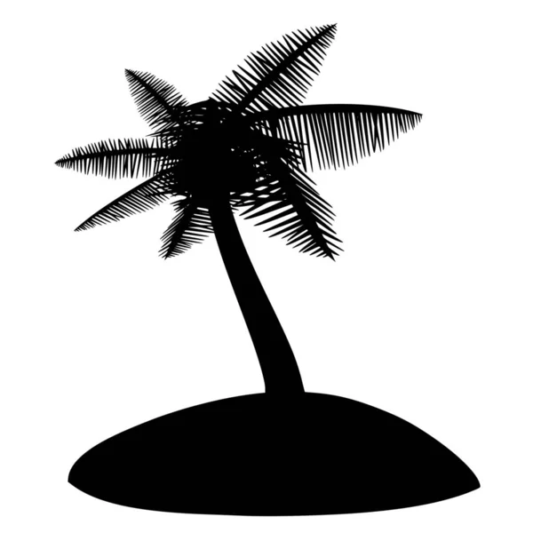 Vektorová Silueta Kokosového Stromu Bílém Pozadí — Stockový vektor