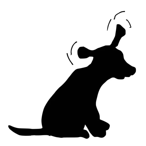 Beyaz Arka Plan Üzerinde Köpek Siluet Vektör — Stok Vektör