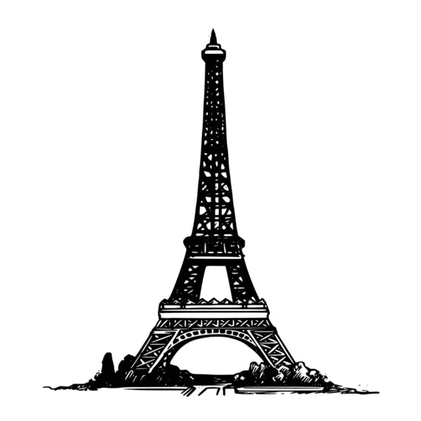 Silhouette Vectorielle Tour Eiffel Sur Fond Blanc — Image vectorielle