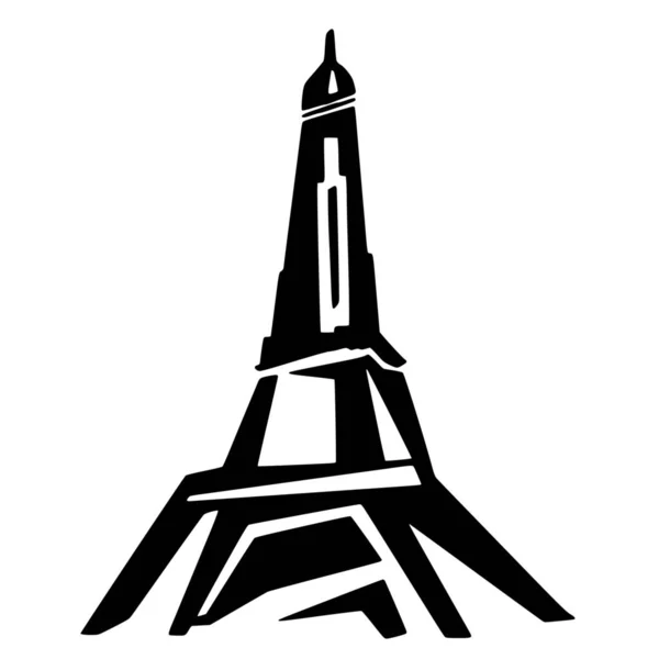 Sílhueta Vetorial Torre Eiffel Sobre Fundo Branco — Vetor de Stock