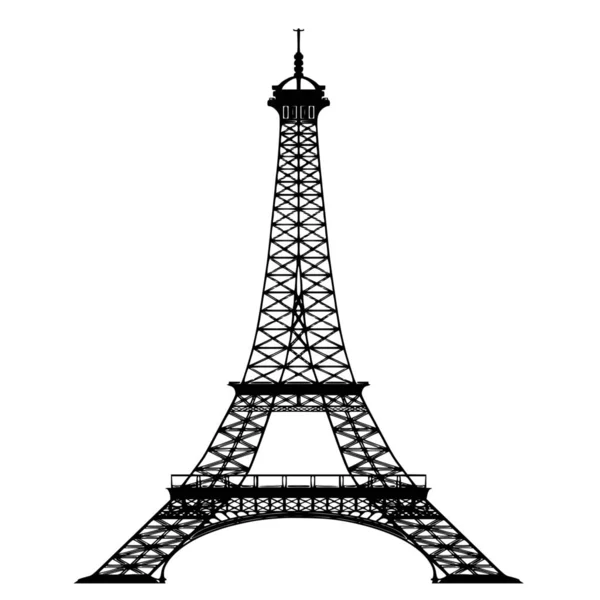 Sílhueta Vetorial Torre Eiffel Sobre Fundo Branco — Vetor de Stock