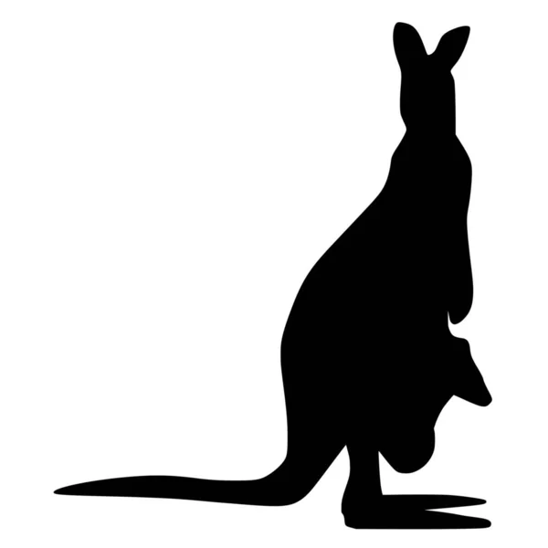 Vektorsilhouette Eines Kängurus Auf Weißem Hintergrund — Stockvektor