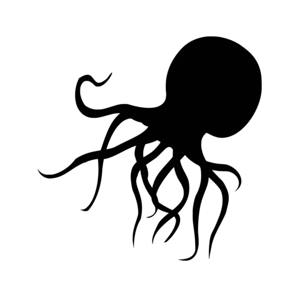 Vectorsilhouet Van Octopus Witte Achtergrond — Stockvector