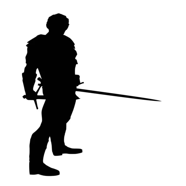 Vector Silhouette Warrior White Background — Stock Vector