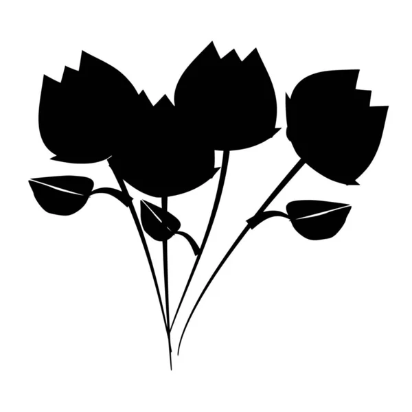 Silueta Vectorial Flores Sobre Fondo Blanco — Archivo Imágenes Vectoriales