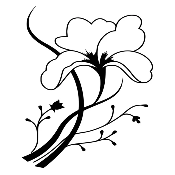 Διάνυσμα Σιλουέτα Λουλουδιών Λευκό Φόντο — Διανυσματικό Αρχείο
