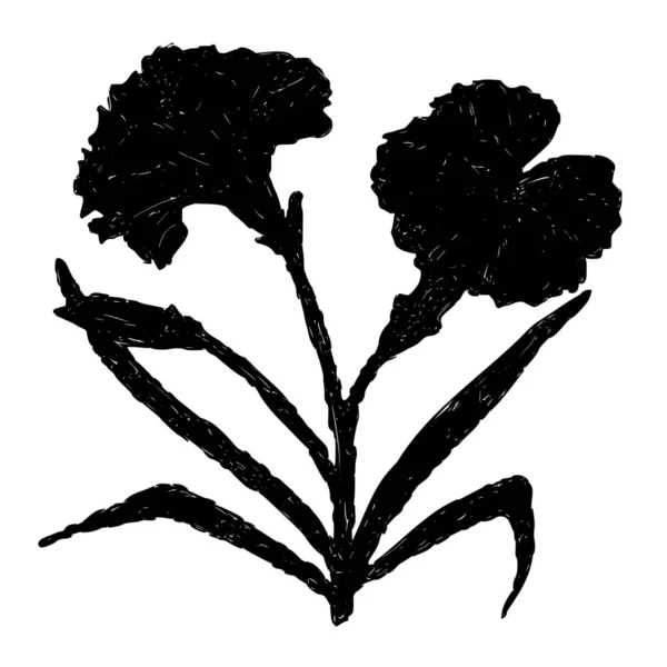 Vektorsilhouette Von Blumen Auf Weißem Hintergrund — Stockvektor