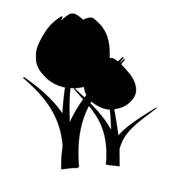 Vector Silhouette Tulips White Background — Stock Vector