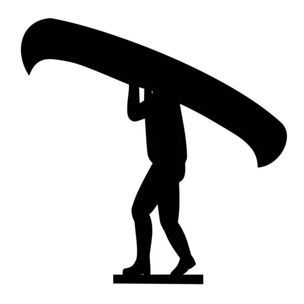 stock vector Vector silhouette of canoe on white background