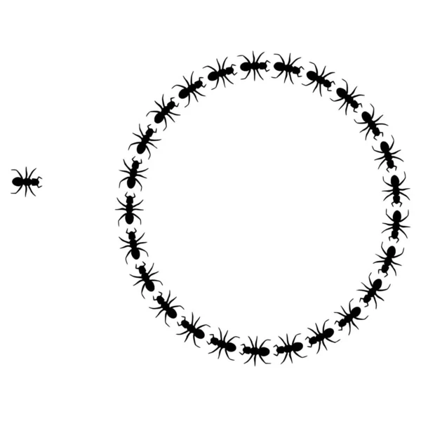 白い背景にアリのベクトルシルエット — ストックベクタ
