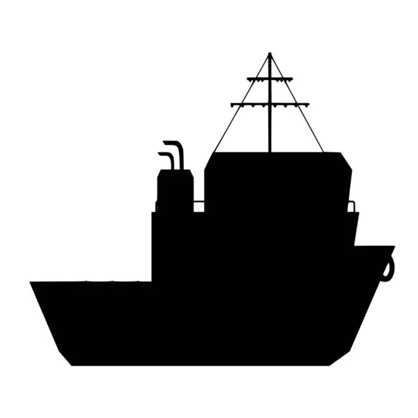 Vector Silhouette Boat White Background — Stock Vector
