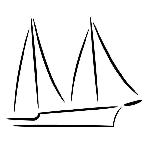 Silhouette Vettoriale Della Barca Sfondo Bianco — Vettoriale Stock