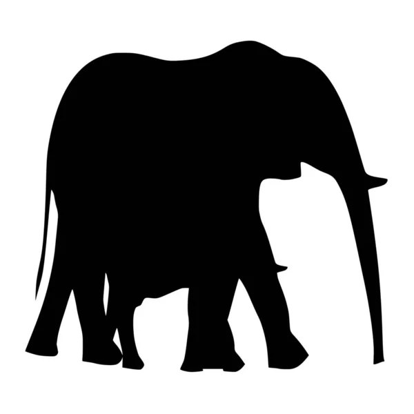 Silueta Vectorial Elefante Sobre Fondo Blanco — Vector de stock