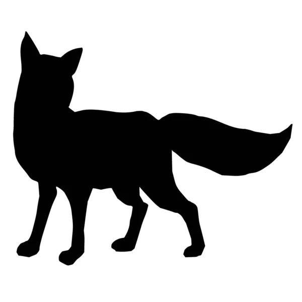 Vector Silhouette Fox White Background — Stock Vector