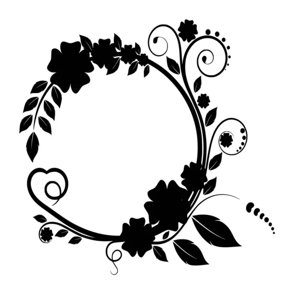 Sílhueta Vetorial Ornamento Floral Sobre Fundo Branco —  Vetores de Stock