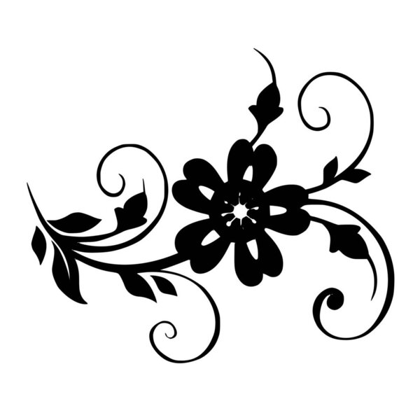 Vector silhouette of floral ornament on white background