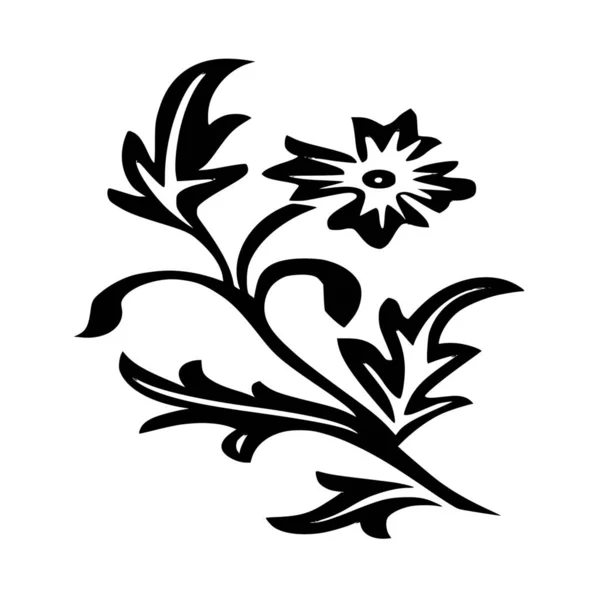 Silueta Vectorial Ornamento Floral Sobre Fondo Blanco — Archivo Imágenes Vectoriales