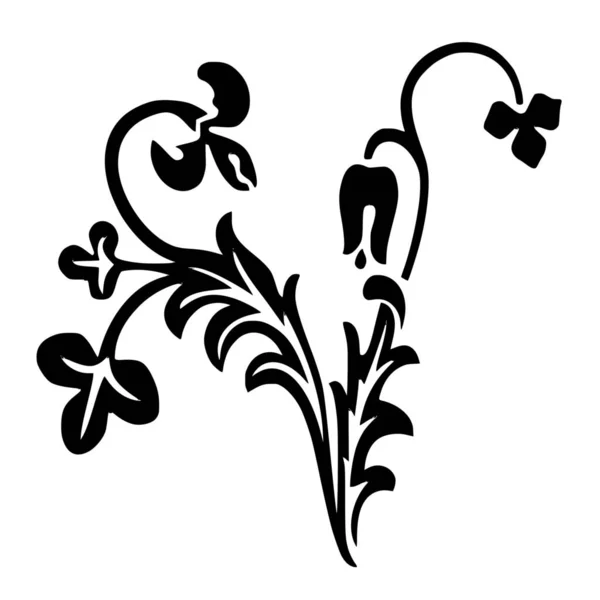 Vektorová Silueta Květinové Ornament Bílém Pozadí — Stockový vektor