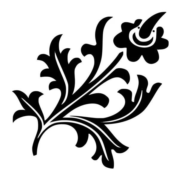 Silhouette Vectorielle Ornement Floral Sur Fond Blanc — Image vectorielle