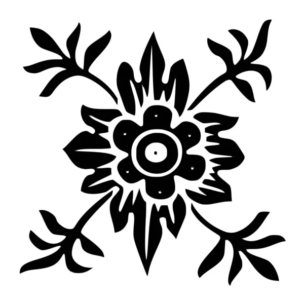 Beyaz Arkaplanda Çiçek Süslemesinin Vektör Silueti — Stok Vektör