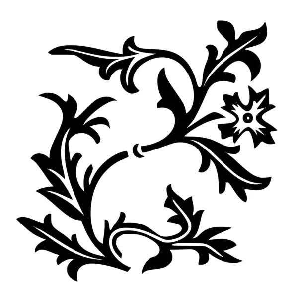 Vector Σιλουέτα Από Floral Στολίδι Λευκό Φόντο — Διανυσματικό Αρχείο
