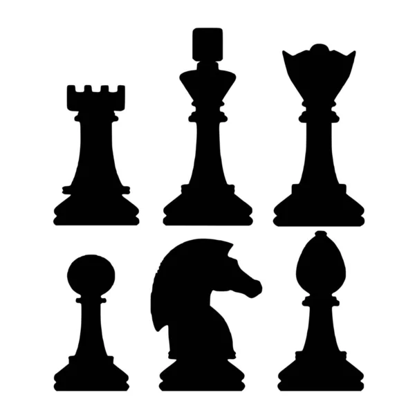 白色背景下国际象棋游戏的矢量轮廓 — 图库矢量图片