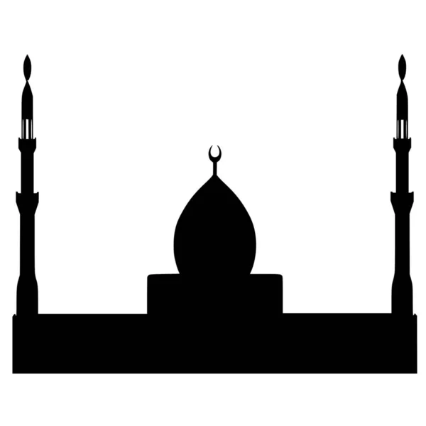 Vectorsilhouet Van Moskee Witte Achtergrond — Stockvector