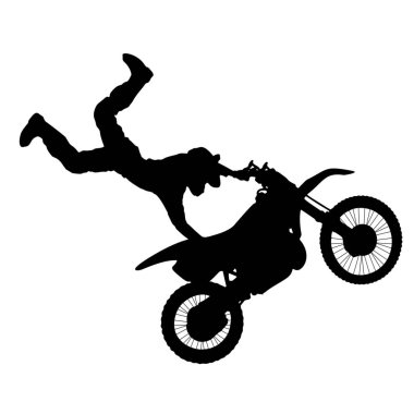 Vector silhouette of motocross on white background clipart