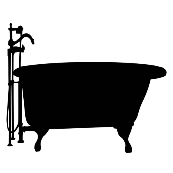 Vektor Silhouette Der Badewanne Auf Weißem Hintergrund — Stockvektor