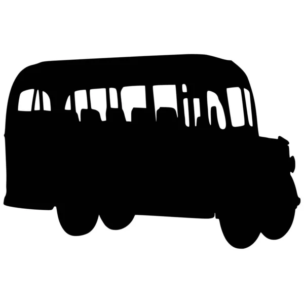 Vector Σιλουέτα Του Λεωφορείου Λευκό Φόντο — Διανυσματικό Αρχείο