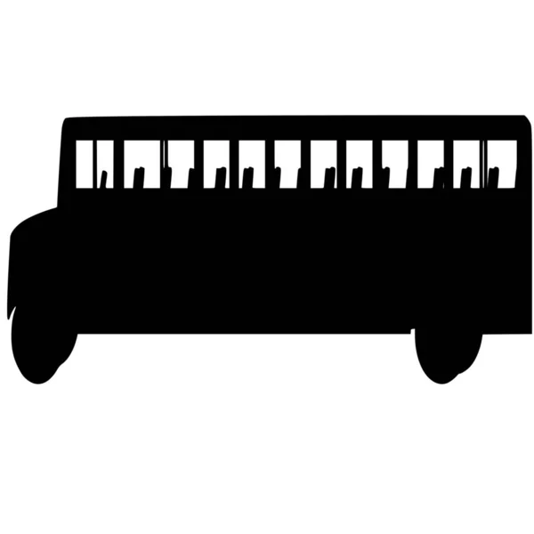 Vector Σιλουέτα Του Λεωφορείου Λευκό Φόντο — Διανυσματικό Αρχείο