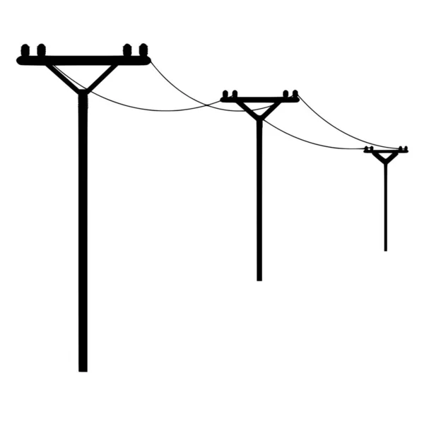 Silhouette Vectorielle Poteaux Électriques Sur Fond Blanc — Image vectorielle