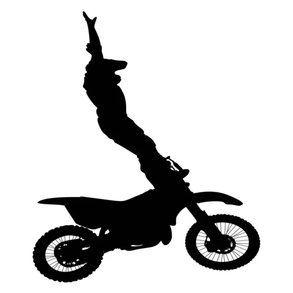 Silhouette Vectorielle Motocross Sur Fond Blanc — Image vectorielle