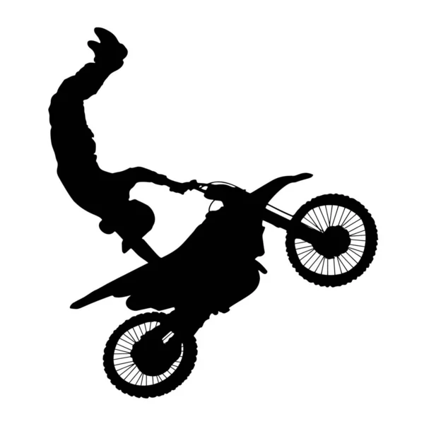 Vektorsilhouette Des Motocross Auf Weißem Hintergrund — Stockvektor