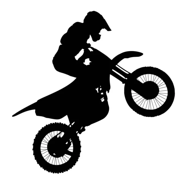 Sílhueta Vetorial Motocross Sobre Fundo Branco — Vetor de Stock