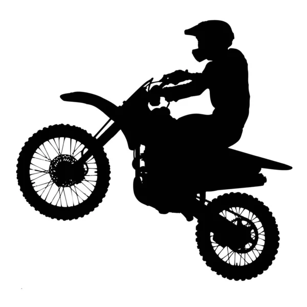 Silueta Vectorial Motocross Sobre Fondo Blanco — Archivo Imágenes Vectoriales