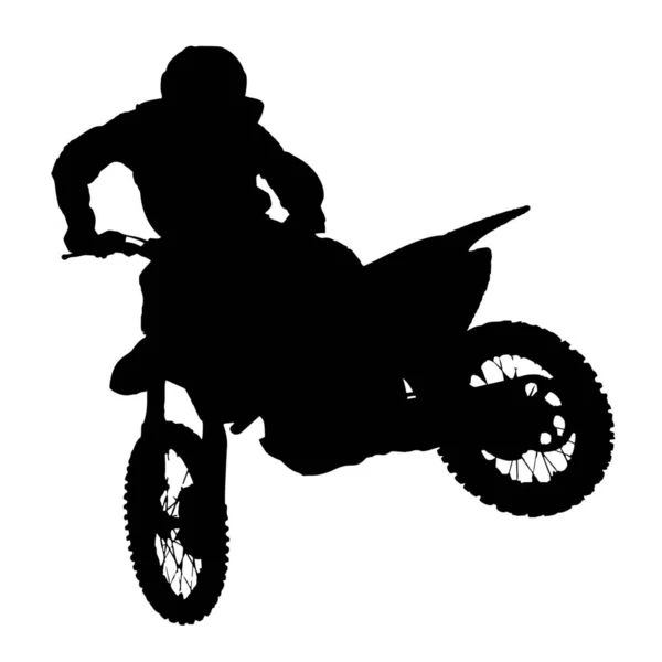 Vector Silhouet Van Motocross Witte Achtergrond — Stockvector